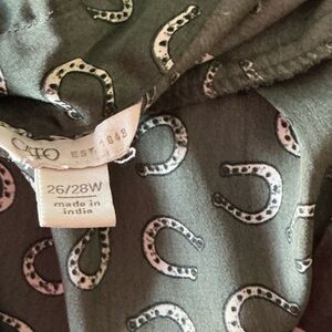 Cato Olive Green Horseshoe Print Blouse